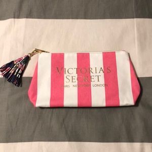 Victoria’s Secret striped cosmetic bag. NWT